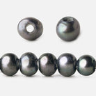 8x7-9x7mm Dark Blue Peacock Off Round 2.5mm Large Hole Freshwater Pearl 55 pcs - Beadsofcambay.com