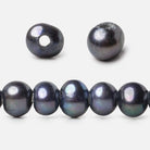 8x7-9x7mm Indigo Peacock Off Round 2.5mm Large Hole Freshwater Pearl 55 pcs - Beadsofcambay.com
