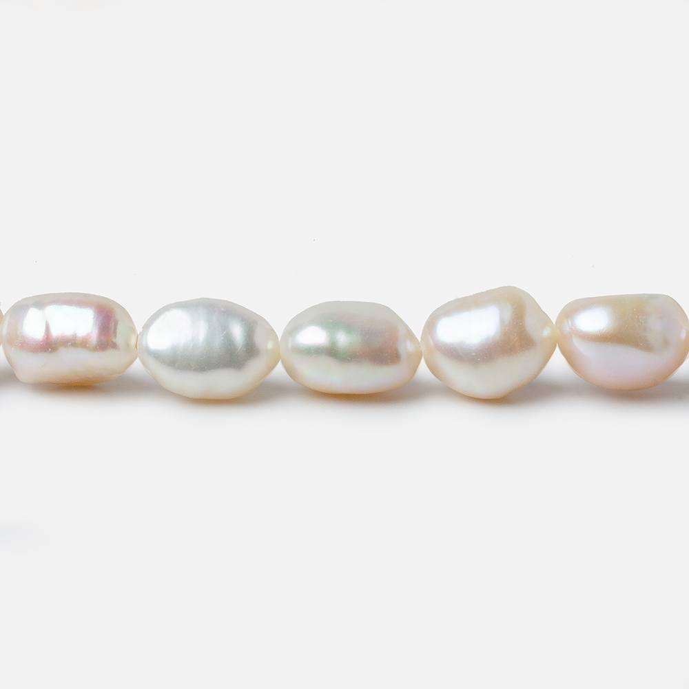 8x7-9x7mm Off White Straight Drilled Baroque Freshwater Pearls 16 inch 44 pcs - Beadsofcambay.com