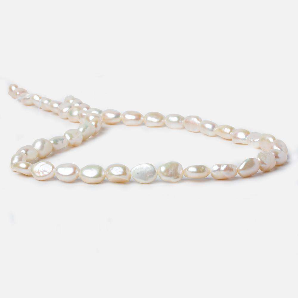 8x7-9x7mm Off White Straight Drilled Baroque Freshwater Pearls 16 inch 44 pcs - Beadsofcambay.com