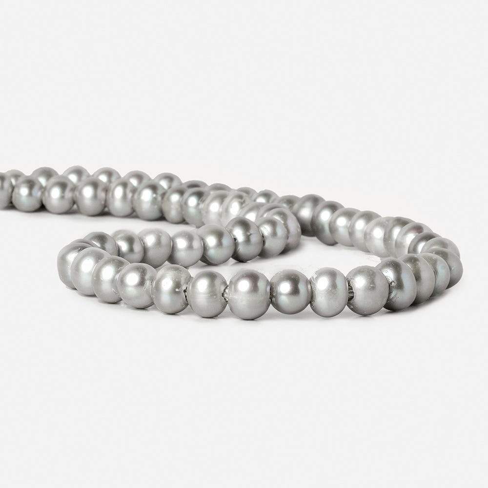 8x7-9x7mm Purplish Silver 2.5mm Large Hole Off Round Pearl 16 inch 55 pieces - Beadsofcambay.com