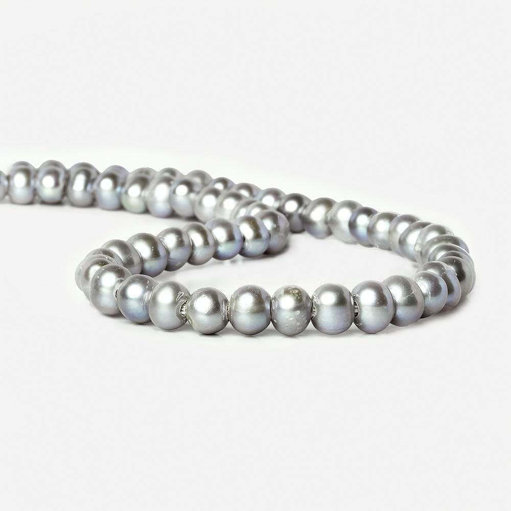 8x7-9x7mm Rose' Dark Silver 2.5mm Large Hole Off Round Pearl 16 inch 55 pieces - Beadsofcambay.com