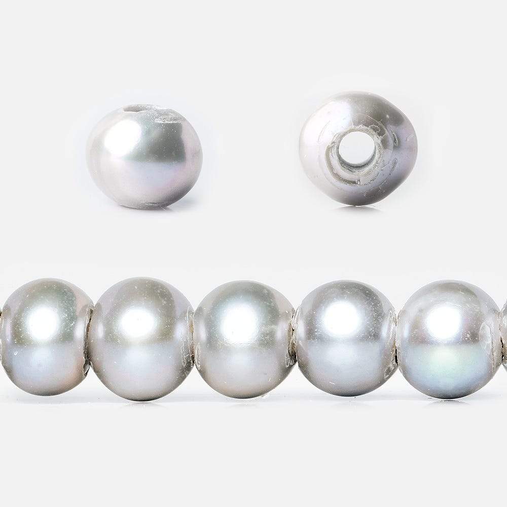 8x7-9x7mm Rose' Dark Silver 2.5mm Large Hole Off Round Pearl 16 inch 55 pieces - Beadsofcambay.com