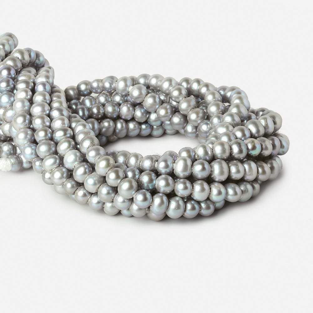 8x7-9x7mm Rose' Dark Silver 2.5mm Large Hole Off Round Pearl 16 inch 55 pieces - Beadsofcambay.com