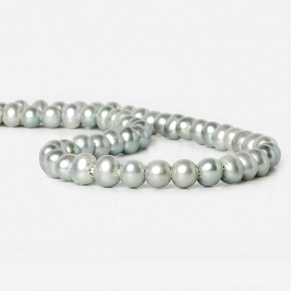 8x7-9x7mm Sage & Silver 2.5mm Large Hole Off Round Pearl 16 inch 55 pieces - Beadsofcambay.com