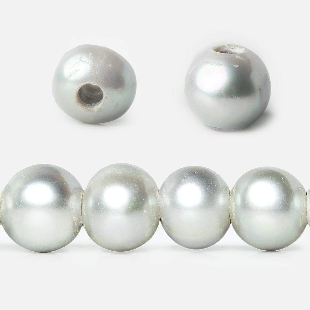 8x7-9x7mm Silver 2.5mm Large Hole Off Round Pearl 16 inch 55 pieces - Beadsofcambay.com