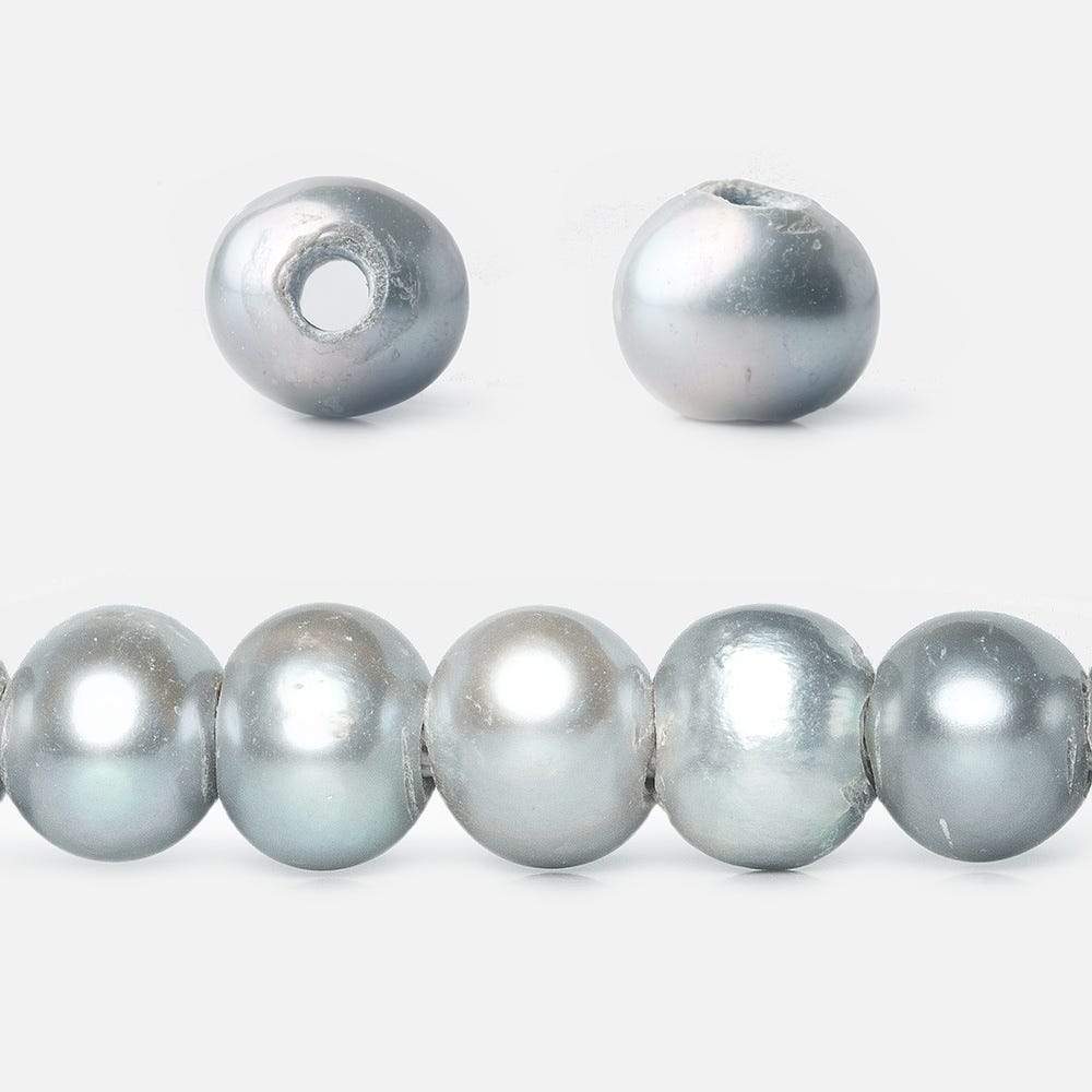 8x7-9x7mm Tri Silver 2.5mm Large Hole Off Round Pearl 16 inch 55 pieces - Beadsofcambay.com
