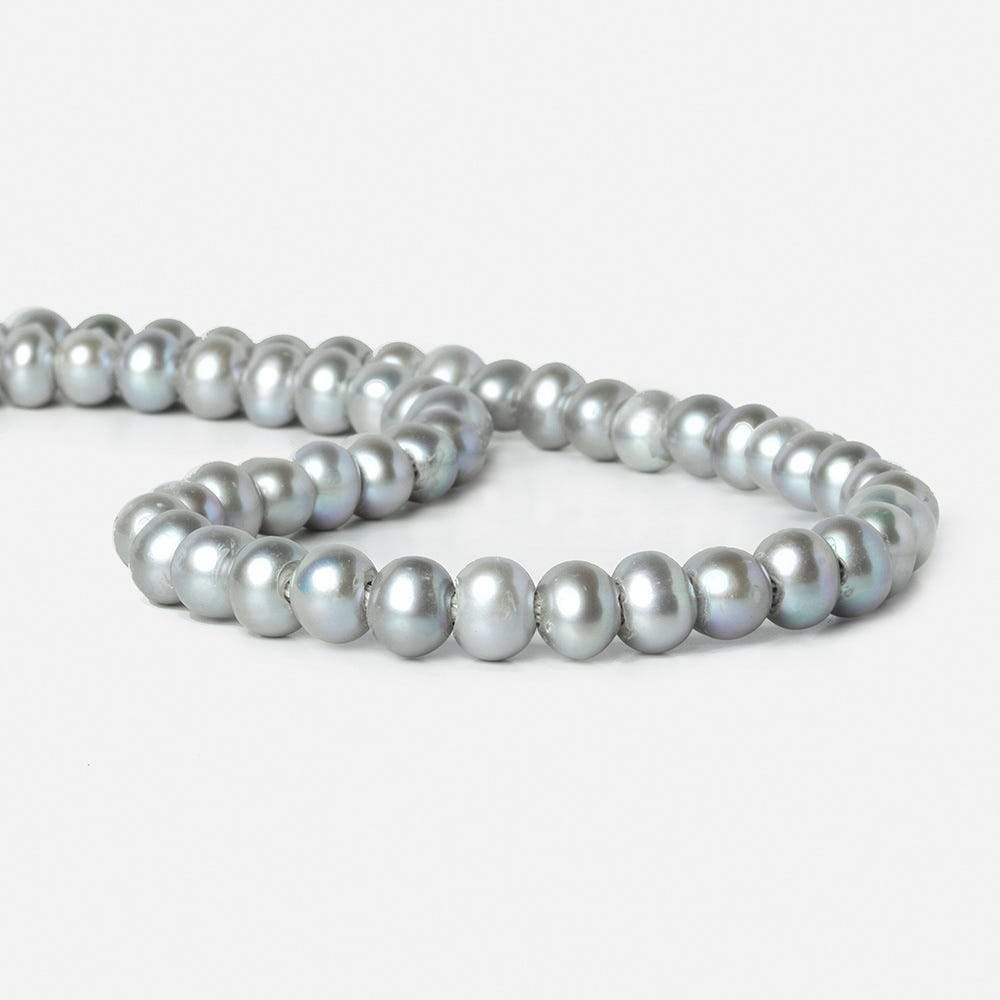 8x7-9x7mm Tri Silver 2.5mm Large Hole Off Round Pearl 16 inch 55 pieces - Beadsofcambay.com