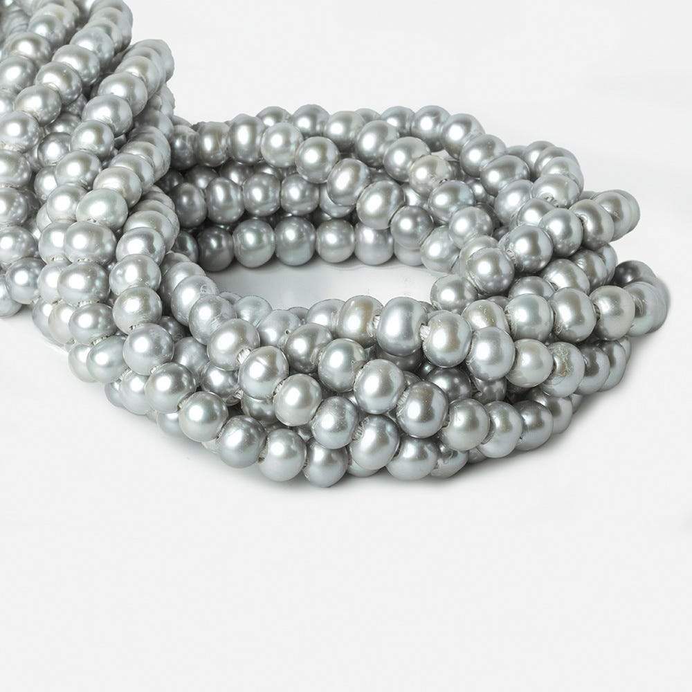 8x7-9x7mm Tri Silver 2.5mm Large Hole Off Round Pearl 16 inch 55 pieces - Beadsofcambay.com