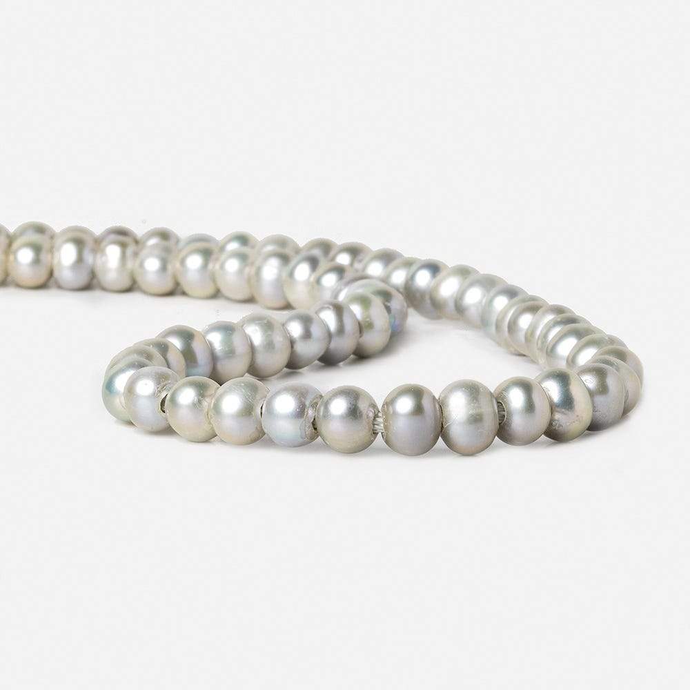 8x7-9x7mm Very Pink Silver 2.5mm Large Hole Off Round Pearl 16 inch 55 pieces - Beadsofcambay.com