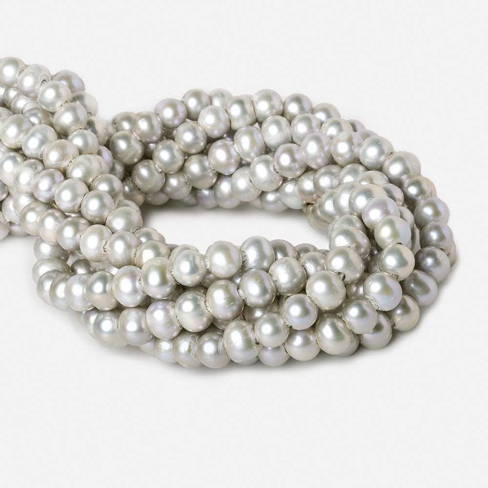 8x7-9x7mm Very Pink Silver 2.5mm Large Hole Off Round Pearl 16 inch 55 pieces - Beadsofcambay.com