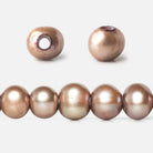 8x7-9x8mm Champagne Off Round Large Hole Freshwater Pearl 15 inch 55 pieces - Beadsofcambay.com