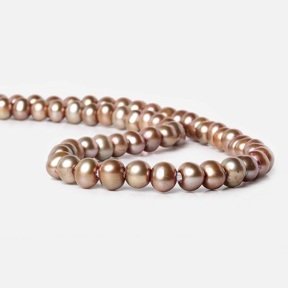 8x7-9x8mm Champagne Off Round Large Hole Freshwater Pearl 15 inch 55 pieces - Beadsofcambay.com