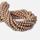 8x7-9x8mm Champagne Off Round Large Hole Freshwater Pearl 15 inch 55 pieces - Beadsofcambay.com