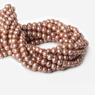 8x7-9x8mm Pink Champagne Off Round Large Hole Freshwater Pearl 15 inch 55 pieces - Beadsofcambay.com