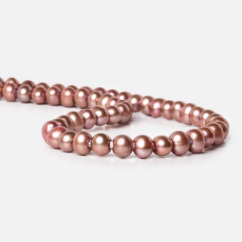 8x7-9x8mm Rose Sangria Off Round Large Hole Freshwater Pearl 15 inch 55 pieces - Beadsofcambay.com