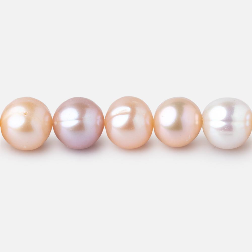 8x7.5mm Tri Color Off Round Freshwater Pearls 15 inch 45 Beads - Beadsofcambay.com
