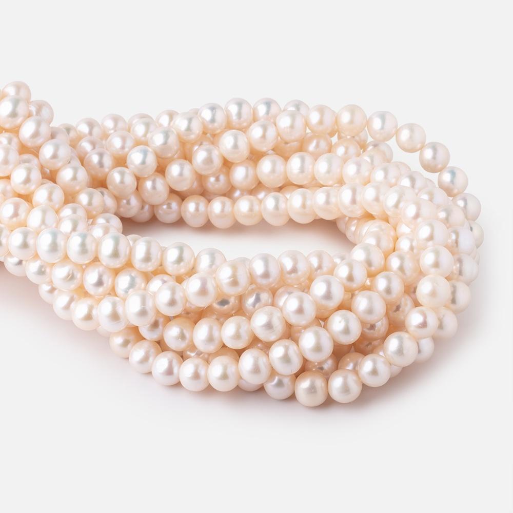 8x7mm Cream Off Round Freshwater Pearls 16 inch 54 pieces - Beadsofcambay.com
