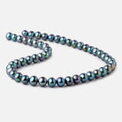 8x7mm Green Peacock Off Round Freshwater Pearls 15.5 inch 52 pieces - Beadsofcambay.com