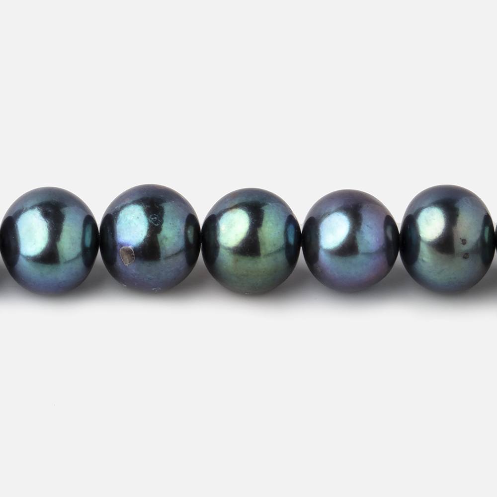 8x7mm Green Peacock Off Round Freshwater Pearls 15.5 inch 52 pieces - Beadsofcambay.com