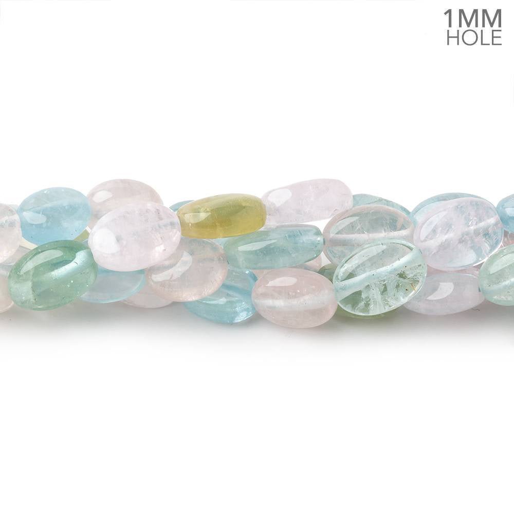 8x7mm Multi Beryl Plain Oval Beads 16 inch 51 pieces 1mm hole - Beadsofcambay.com