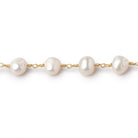 8x7mm Off White Side Drill Baroque Pearls on Gold Plated Chain - Beadsofcambay.com