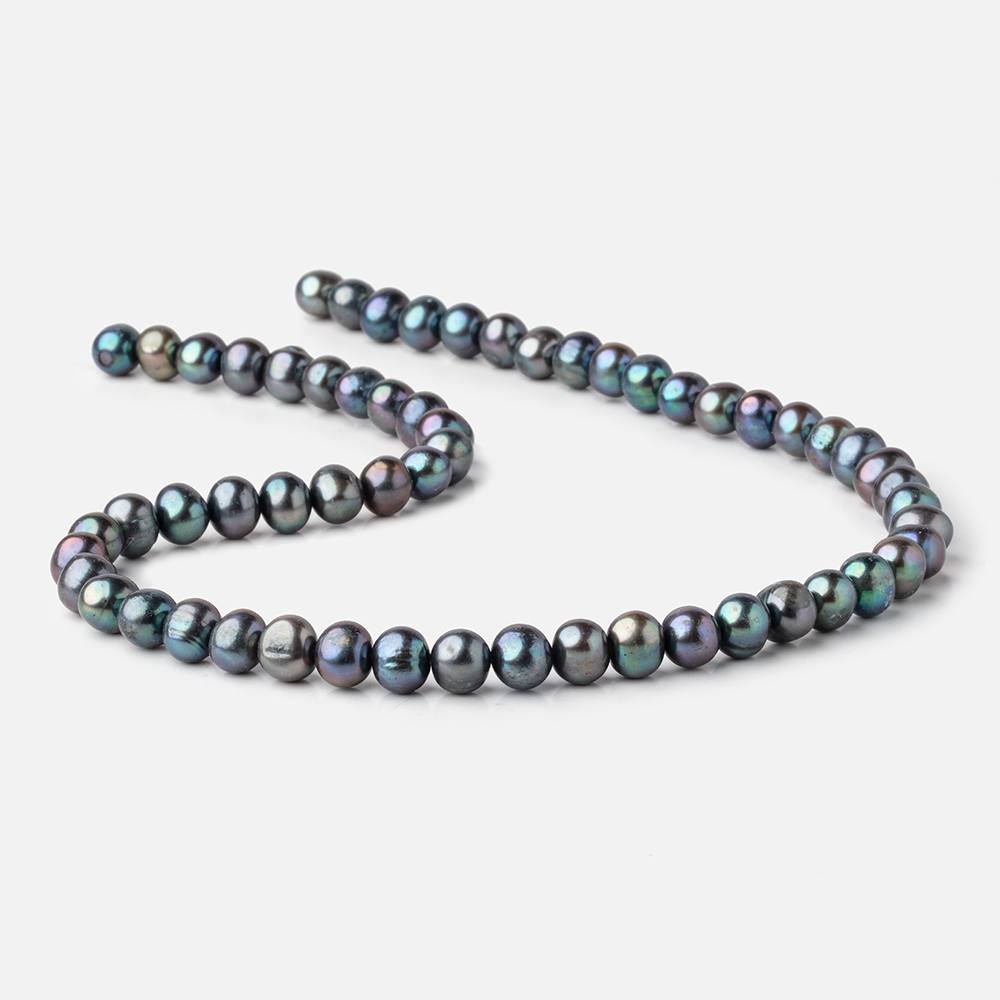 8x7mm Peacock Off Round Freshwater Pearls 16 inch 59 Beads - Beadsofcambay.com