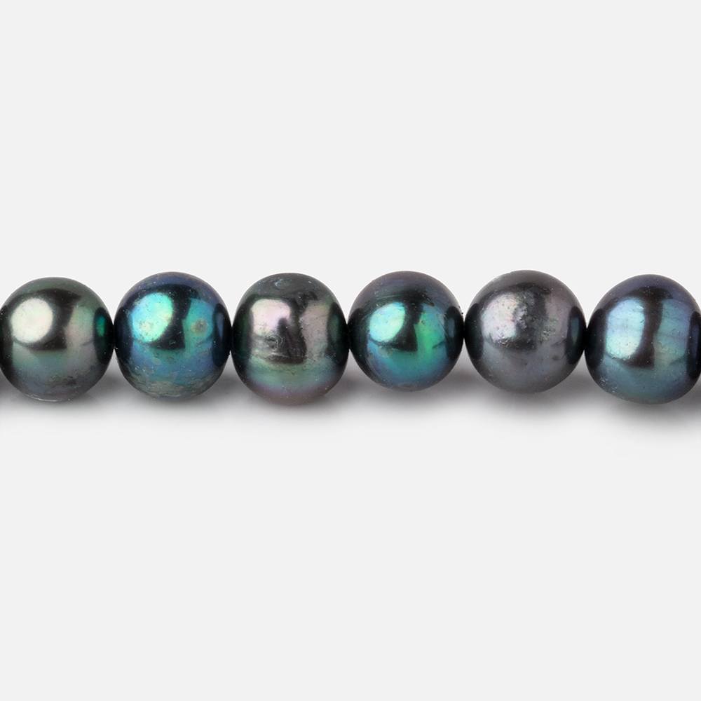 8x7mm Peacock Off Round Freshwater Pearls 16 inch 59 Beads - Beadsofcambay.com