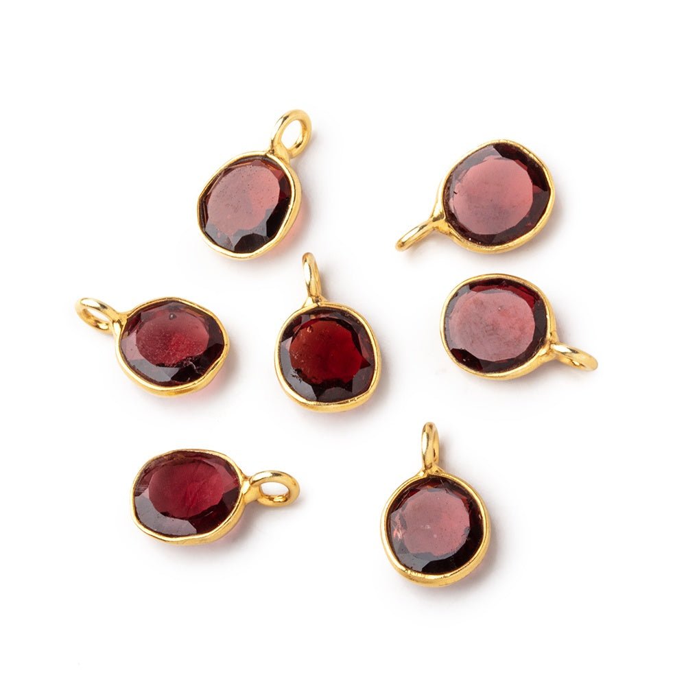 8x7mm Vermeil Bezel Garnet Rose Cut Oval Pendant 1 piece - Beadsofcambay.com