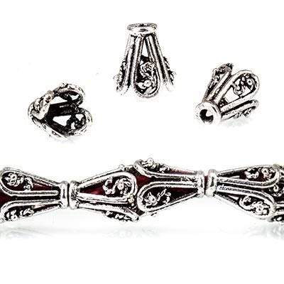 8x7x4mm Antiqued Sterling Silver Plated Copper Cone *DISCONTINUED* - Beadsofcambay.com