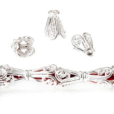 8x7x4mm Sterling Silver Plated Copper Cone *DISCONTINUED* - Beadsofcambay.com