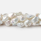 8x7x5-10x8x6mm White Straight Drilled Keshi Freshwater Pearls 16 inch 46 pieces - Beadsofcambay.com