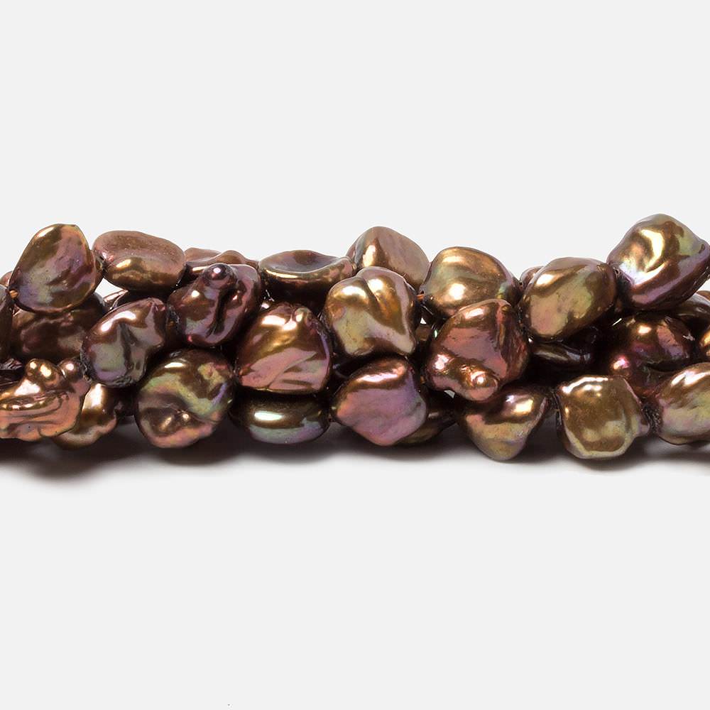 8x8-10x7mm Brown straight drilled Keshi Freshwater Pearls 16 inch 45 pieces AA - Beadsofcambay.com