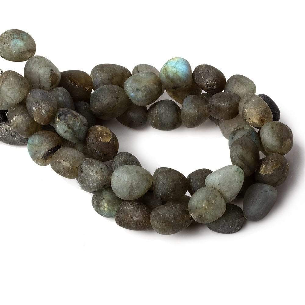 8x8-10x8mm Matte Labradorite tumbled plain nuggets 7.5 inch 19 beads A - Beadsofcambay.com