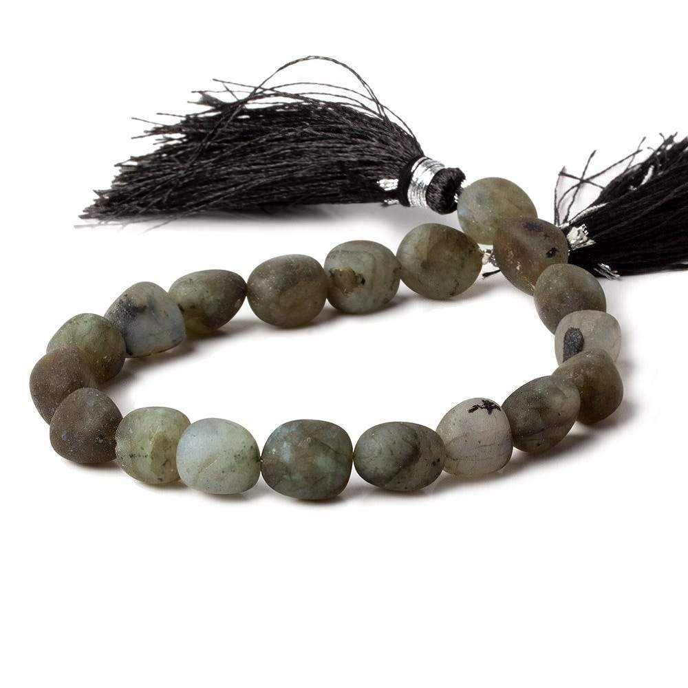 8x8-10x8mm Matte Labradorite tumbled plain nuggets 7.5 inch 19 beads A - Beadsofcambay.com