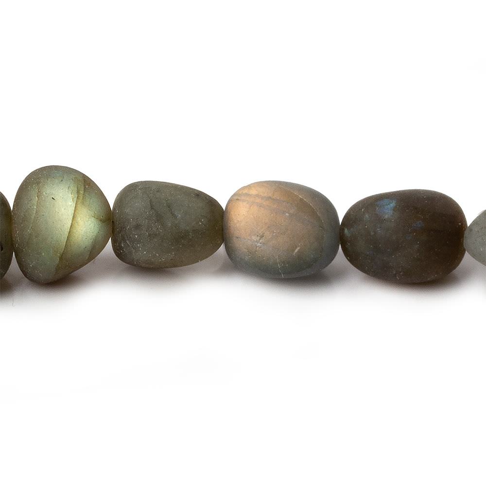 8x8-10x8mm Matte Labradorite tumbled plain nuggets 7.5 inch 19 beads A - Beadsofcambay.com