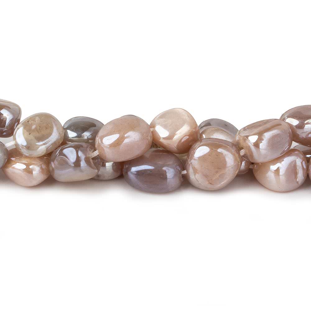 8x8-10x8mm Mystic Multi Color Moonstone plain nuggets 16 inch 45 beads - Beadsofcambay.com