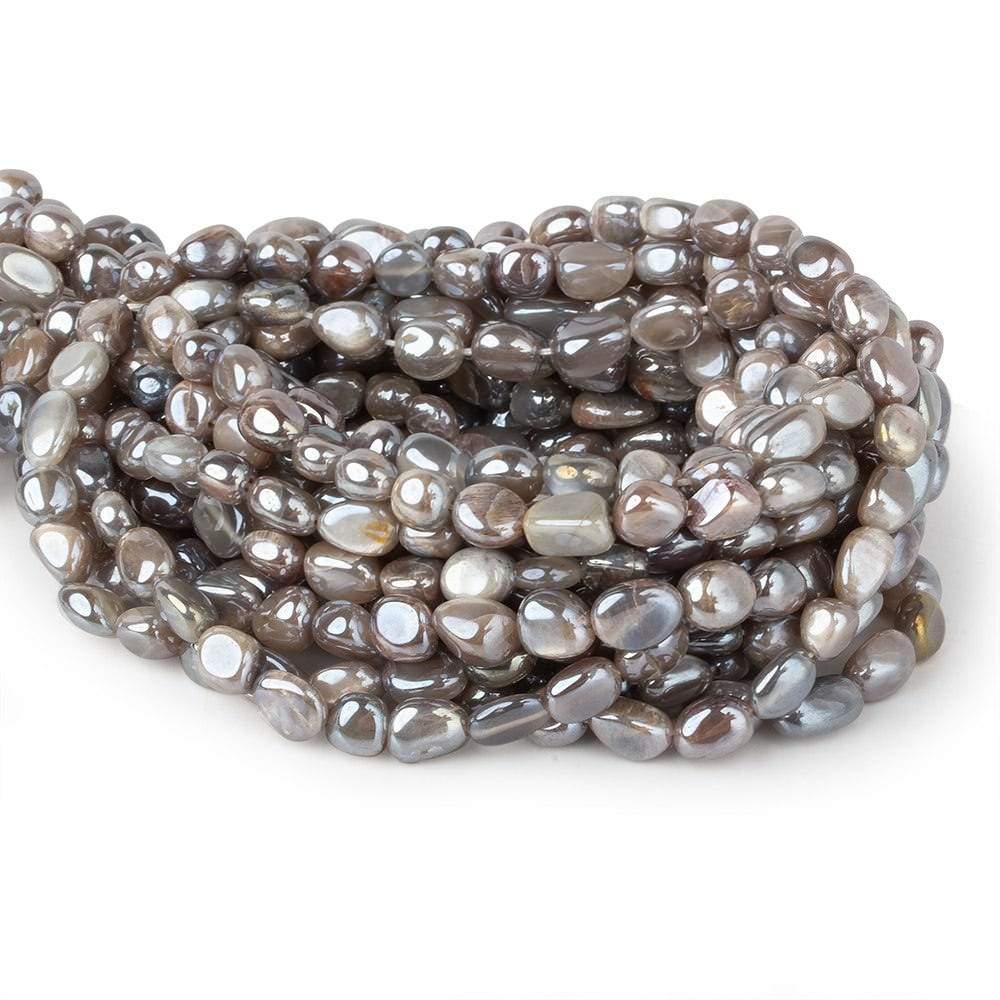 8x8-10x8mm Mystic Multi Platinum Moonstone plain nuggets 16 inch 45 beads - Beadsofcambay.com