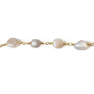 8x8-10x8mm Mystic Of White Moonstone plain nugget Gold plated Chain by the foot - Beadsofcambay.com