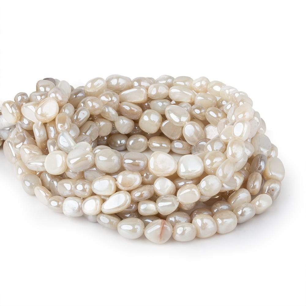 8x8-10x8mm Mystic Off White Moonstone plain nuggets 16 inch 45 beads - Beadsofcambay.com