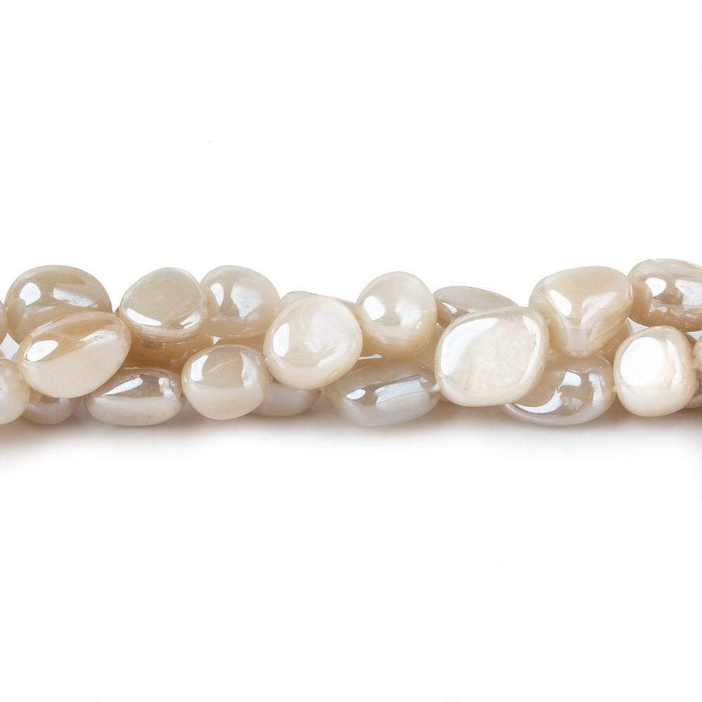 8x8-10x8mm Mystic Off White Moonstone plain nuggets 16 inch 45 beads - Beadsofcambay.com