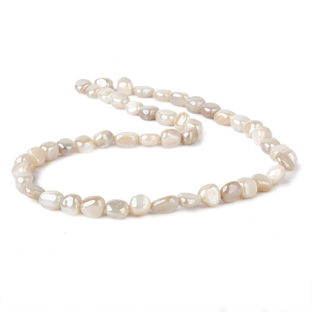8x8-10x8mm Mystic Off White Moonstone plain nuggets 16 inch 45 beads - Beadsofcambay.com