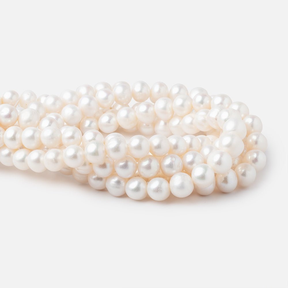 8x8-11x10mm Cream Off Round Freshwater Pearls 16 inch 40 Beads AA - Beadsofcambay.com
