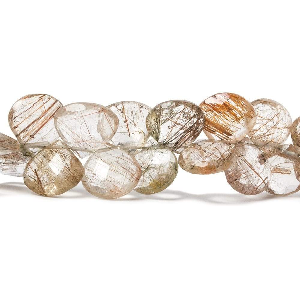 8x8-11x11mm Copper Rutilated Quartz Faceted Heart Beads 7 inch 38 pieces - Beadsofcambay.com