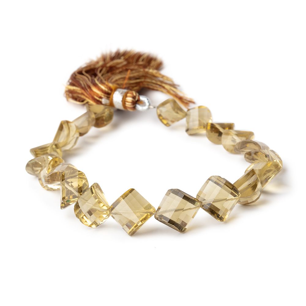 8x8-11x11mm Lemon Quartz barrel faceted half moons 7 inches 20 Beads - Beadsofcambay.com
