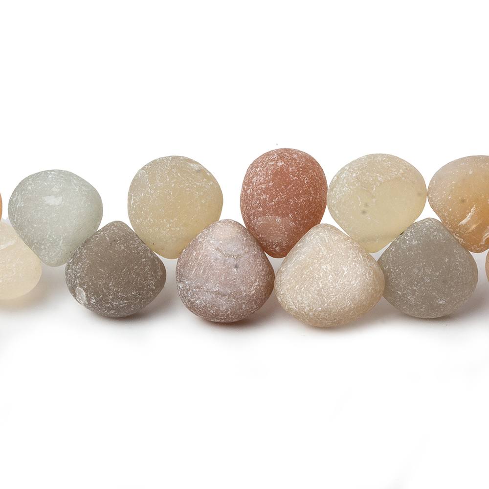 8x8-11x11mm Matte Multi Color Moonstone plain hearts 8 inch 35 beads A - Beadsofcambay.com