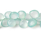8x8-11x11mm Sea Blue Green Chalcedony faceted hearts 7.5 inch 44 beads AAA - Beadsofcambay.com