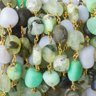 8x8-12x10mm Matte Multi Gemstone plain nugget Gold plated Chain by the foot 20 beads per - Beadsofcambay.com