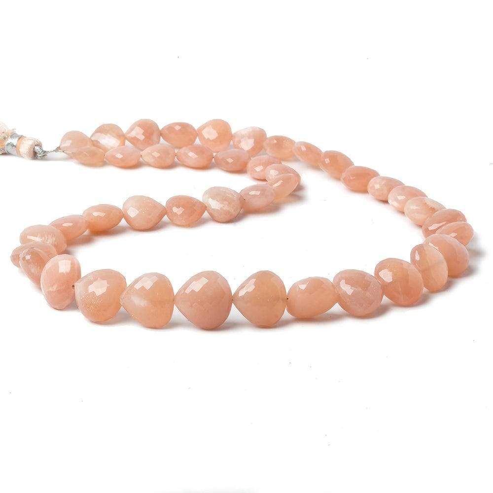 8x8-12x12mm Angel Skin Peach Moonstone microfaceted hearts 16 inch 40 beads AAA - Beadsofcambay.com