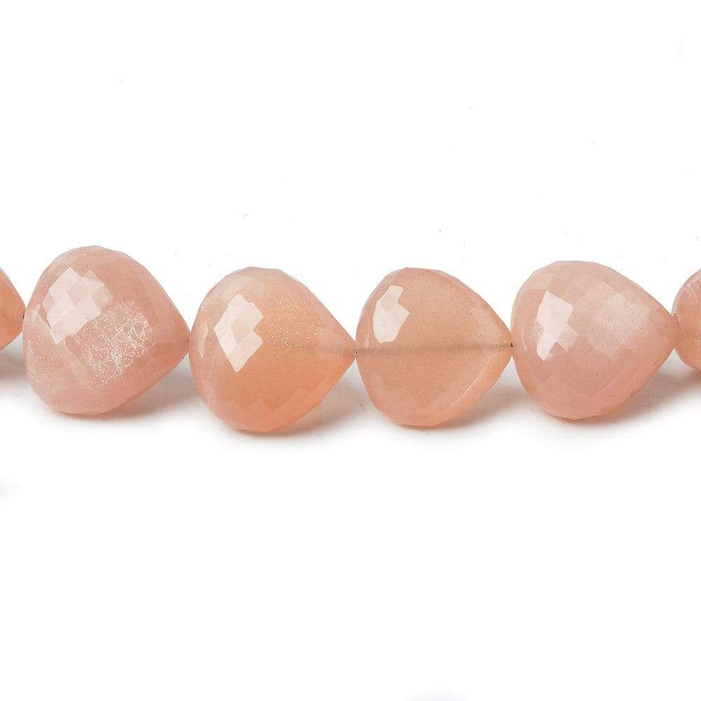 8x8-12x12mm Angel Skin Peach Moonstone microfaceted hearts 16 inch 40 beads AAA - Beadsofcambay.com